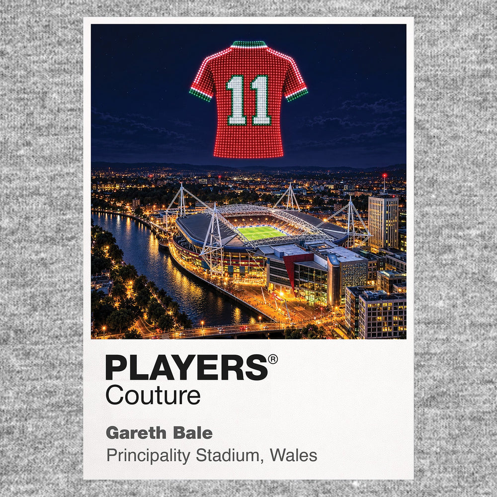 Gareth Bale Wales number 11 Icons in Lights Frame artwork in grey