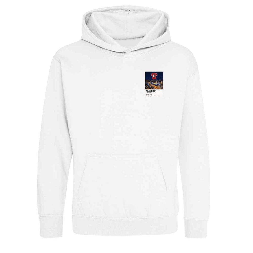 Gareth Bale Wales Icons in Lights Frame Kids Hoodie in White