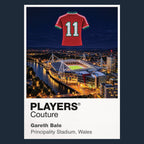 Gareth Bale Wales number 11 Icons in Lights Frame artwork in navy
