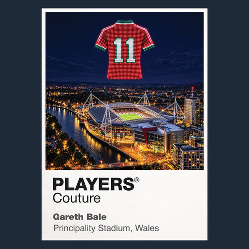 Gareth Bale Wales number 11 Icons in Lights Frame artwork in navy