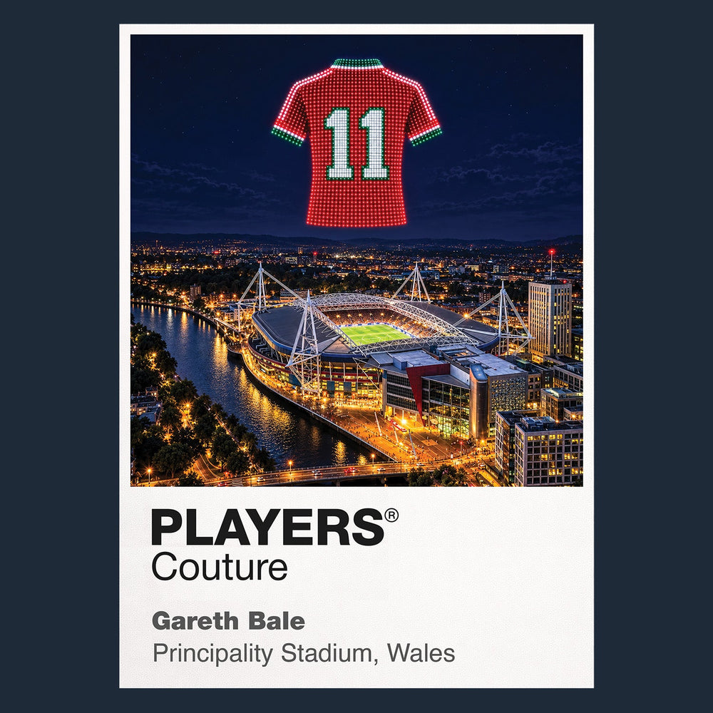 Gareth Bale Wales number 11 Icons in Lights Frame artwork in navy