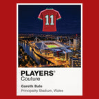 Gareth Bale Wales number 11 Icons in Lights Frame artwork in red