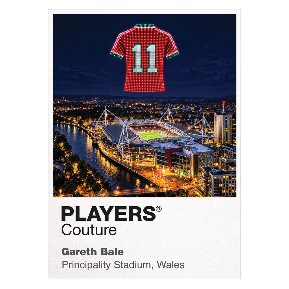 Gareth Bale Wales number 11 Icons in Lights Frame artwork in white