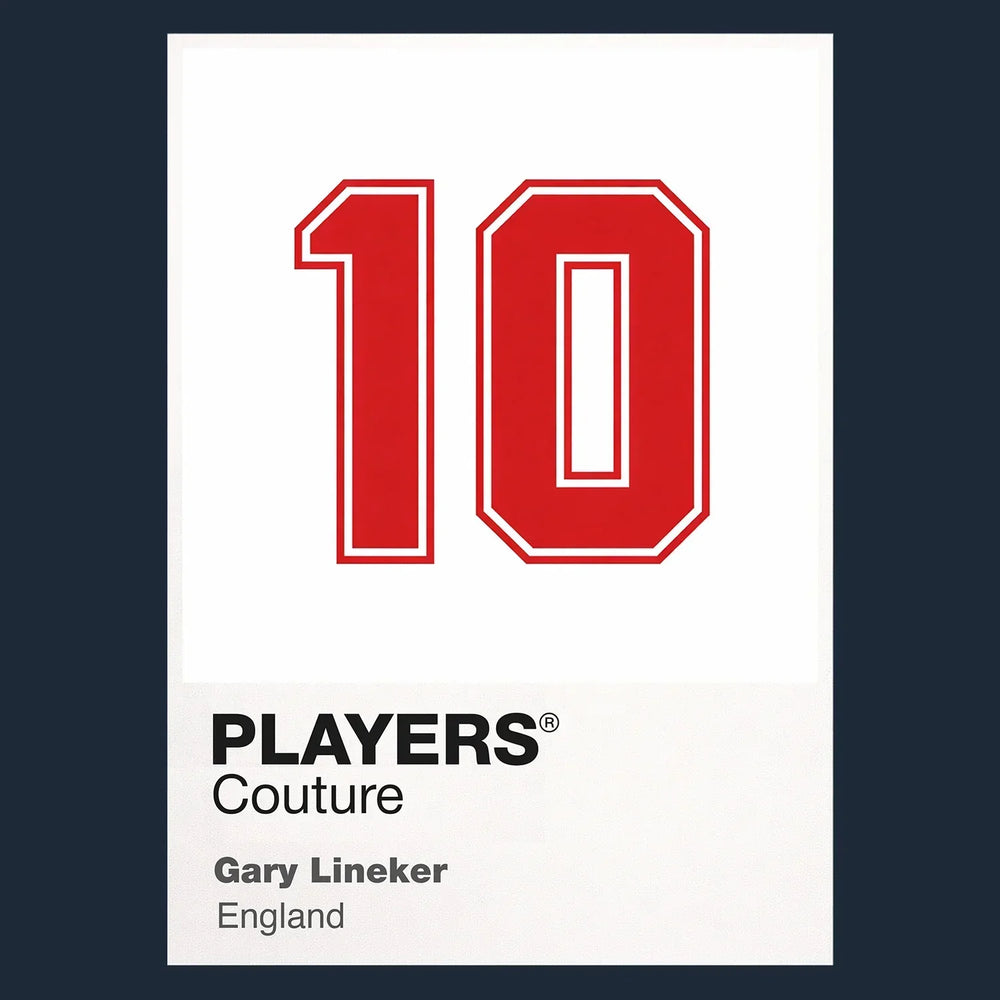 Gary Lineker 10 Football Shirt Frame Men's Hoodie – navy close-up detail shot of the Gary Lineker 10 Football Players