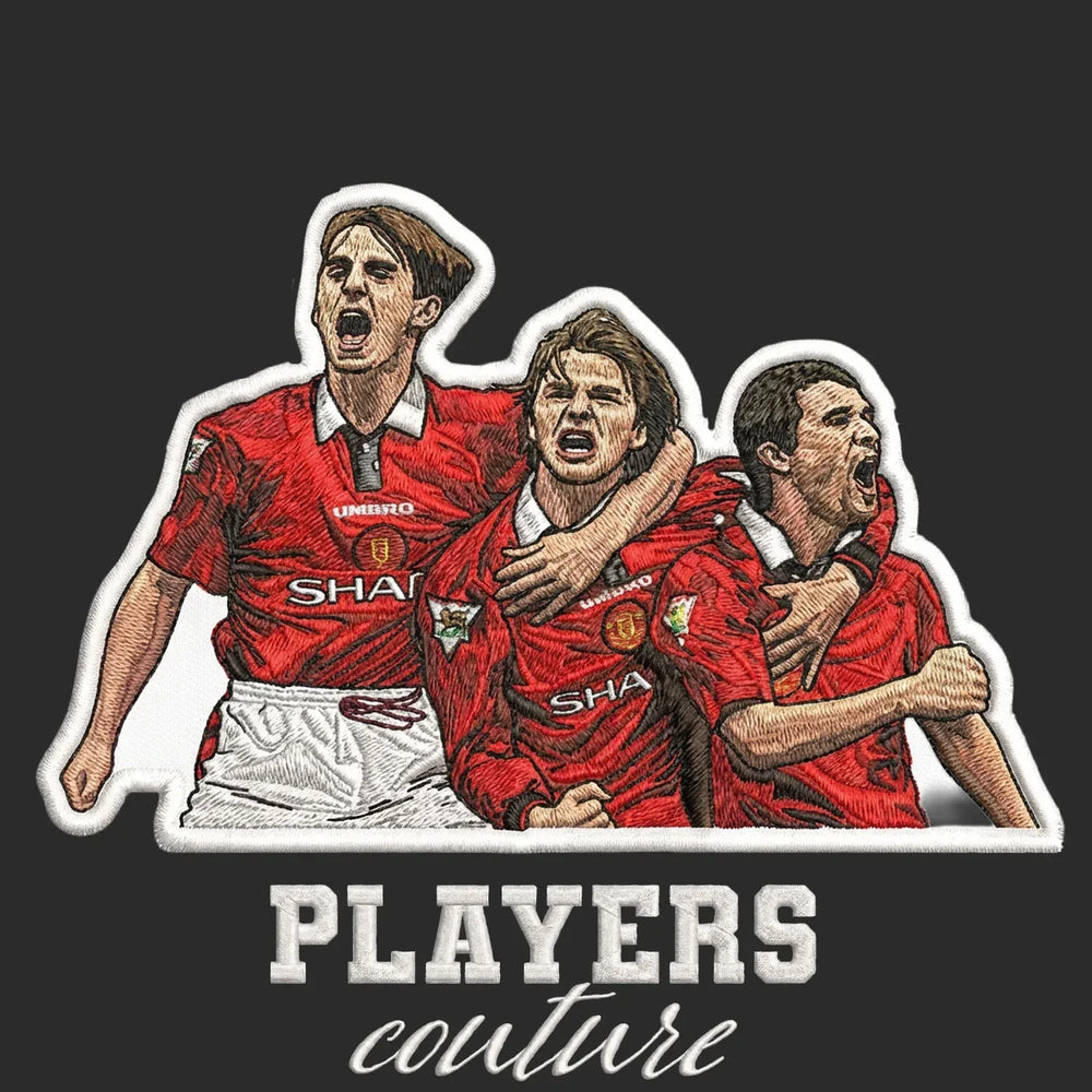 Gary Neville & Co Badge Men's T-Shirt – black close-up detail shot of the Gary Neville & Co Players Couture logo design