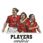 Gary Neville & Co Badge Men's T-Shirt – white close-up detail shot of the Gary Neville Players Couture logo design
