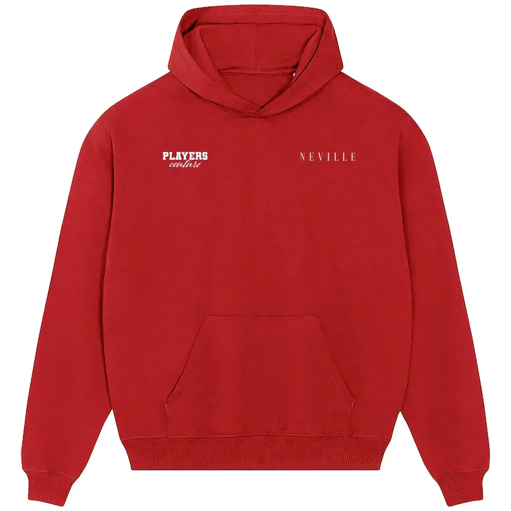 Gary Neville hoodie – red men's hoodie featuring the Gary Neville Players Couture logo