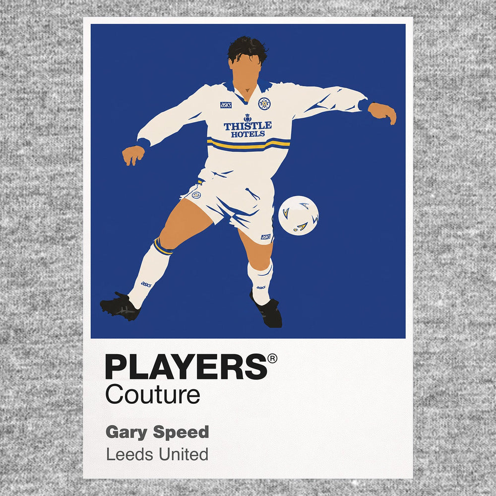 Gary Speed Leeds United grey Icon Frame artwork detail