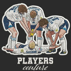 Gazza Dentist Chair Badge Men's T-Shirt – black close-up detail shot of the Gazza Dentist Chair Players Couture logo design
