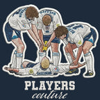 Gazza Dentist Chair Badge Men's Hoodie – close-up detail shot of the Paul Gascoigne Players Couture logo design