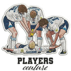 Gazza Dentist Chair Badge Men's Hoodie – close-up detail shot of the Gazza Dentist Chair Players Couture logo design