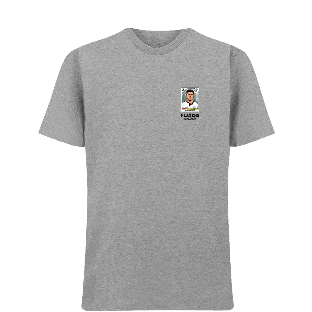 Paul Gascoigne World Cup t-shirt – grey men's t-shirt featuring the Paul Gascoigne World Cup Players Couture logo