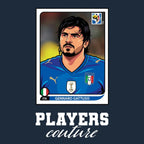 Gennaro Gattuso World Cup Sticker Men's T-Shirt – navy close-up detail shot of the Gennaro Gattuso World Cup Players Couture