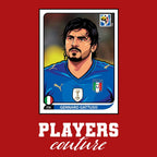 Gennaro Gattuso World Cup Sticker Men's T-Shirt – red close-up detail shot of the Gennaro Gattuso World Cup Players Couture