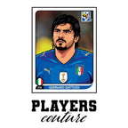 Gennaro Gattuso World Cup Sticker Men's T-Shirt – white close-up detail shot of the Gennaro Gattuso Players Couture logo