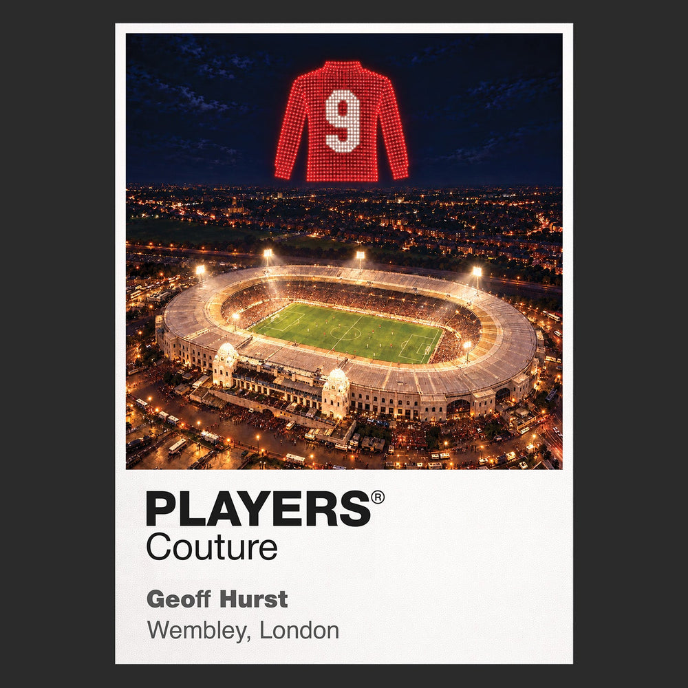 Geoff Hurst England number 10 Icons in Lights Frame artwork in black