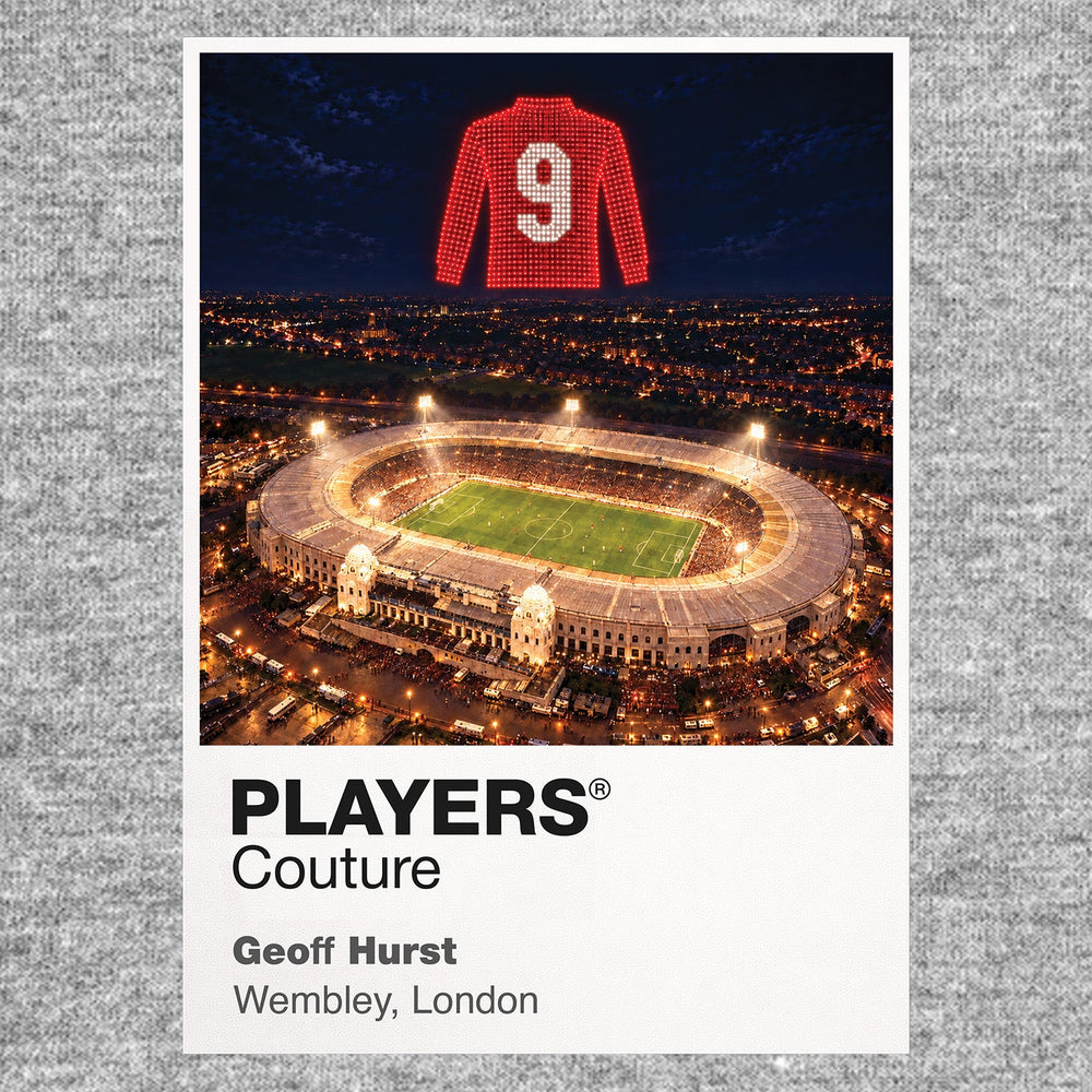 Geoff Hurst England number 10 Icons in Lights Frame artwork in grey