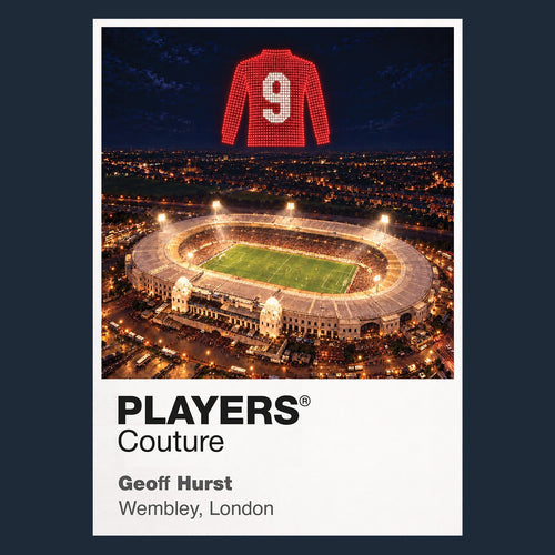 Geoff Hurst England number 10 Icons in Lights Frame artwork in navy