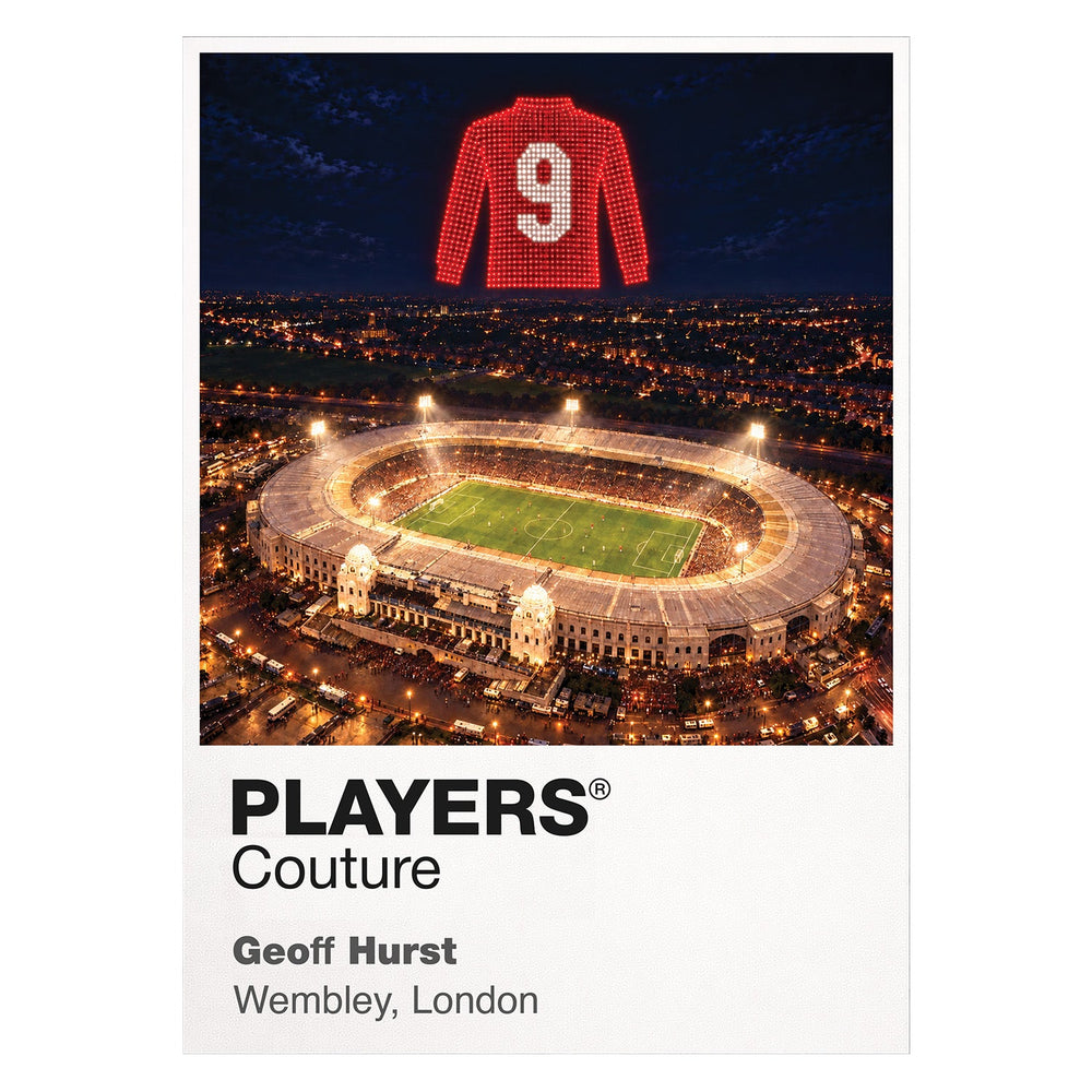 Geoff Hurst England number 10 Icons in Lights Frame artwork in white