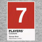 George Best 7 Football Shirt Frame Men's Hoodie – grey close-up detail shot of the George Best 7 Football Players Couture