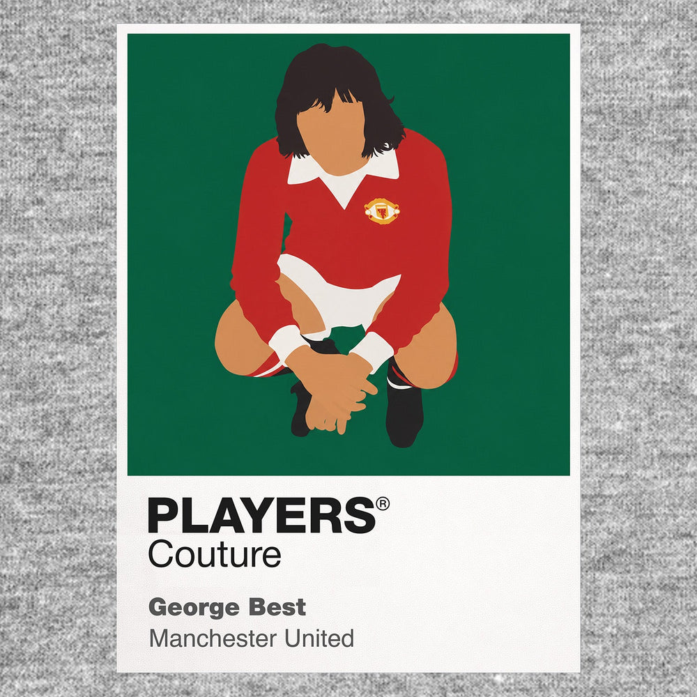 George Best Manchester United Icon Frame Kids T-Shirt — Gray Artwork
