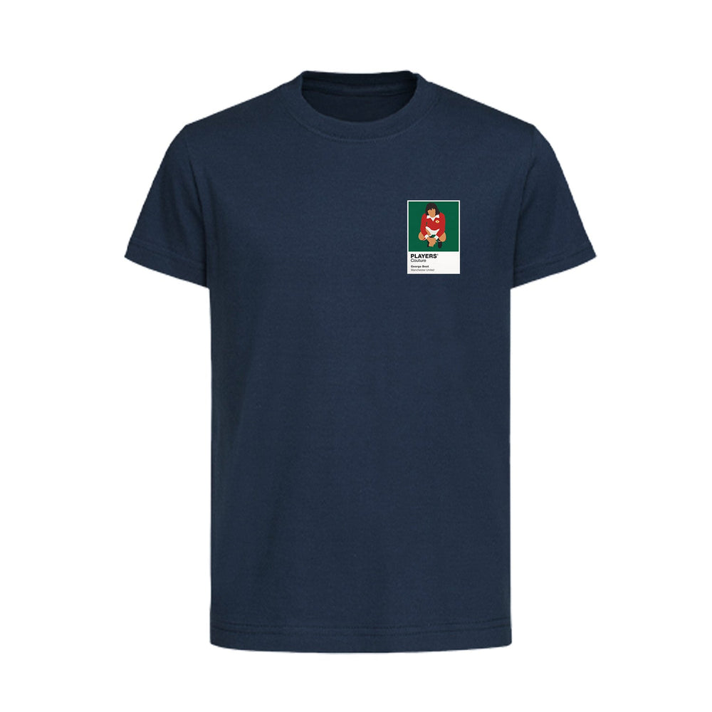 George Best Manchester United Icon Frame Kids T-Shirt — Navy