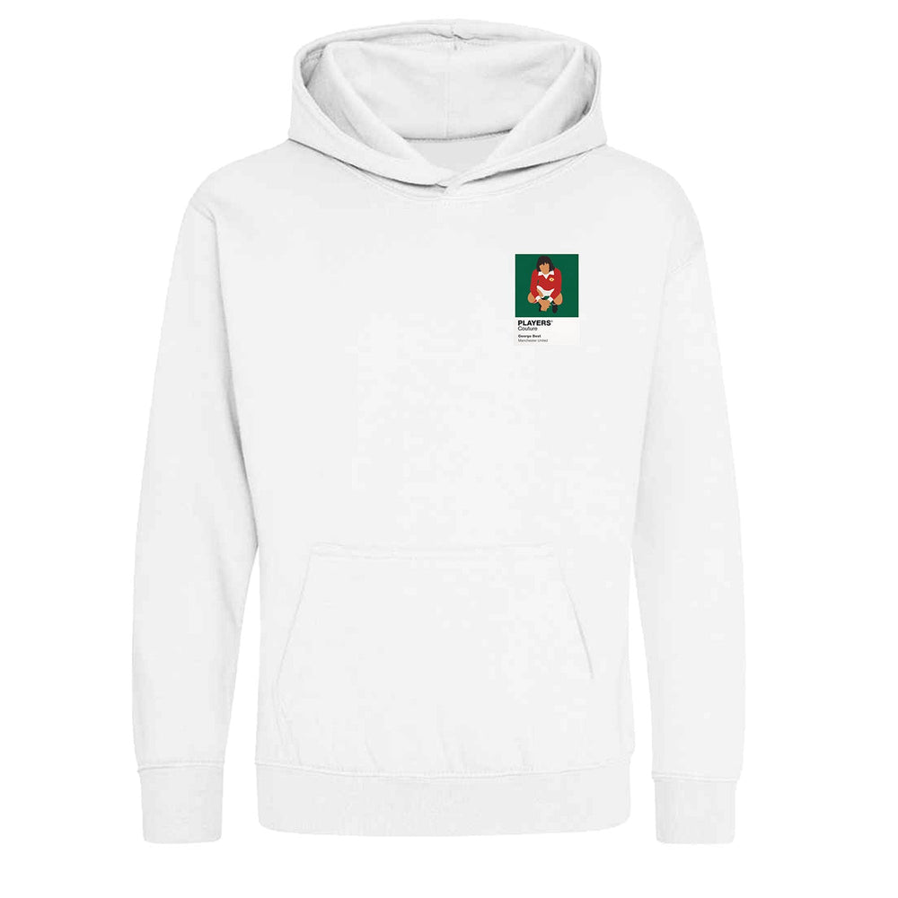 George Best Manchester United Icon Frame Kids Hoodie — White