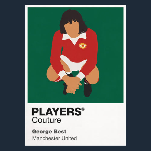 George Best Manchester United Icon Frame Men's Hoodie — Navy Artwork