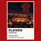 George Best Manchester United number 7 Icons in Lights Frame artwork in red