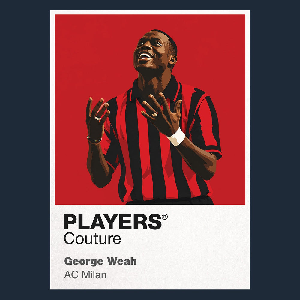 George Weah AC Milan Icon Frame Men's Hoodie — Navy Artwork