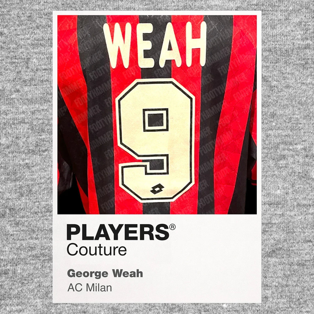 George Weah 9 Football Shirt Frame Men's Hoodie – grey close-up detail shot of the George Weah 9 Football Players Couture