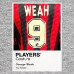 George Weah 9 Football Shirt Frame Men's Hoodie – grey close-up detail shot of the George Weah 9 Football Players Couture