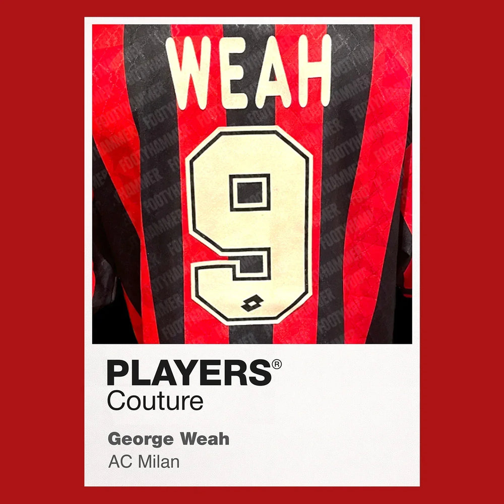 George Weah 9 Football Shirt Frame Men's Hoodie – red close-up detail shot of the George Weah 9 Football Players Couture