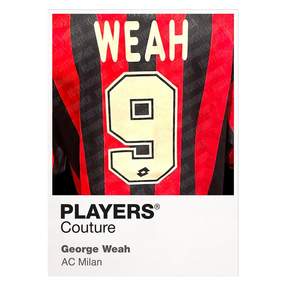 George Weah 9 Football Shirt Frame Men's Hoodie – white close-up detail shot of the George Weah 9 Football Players Couture