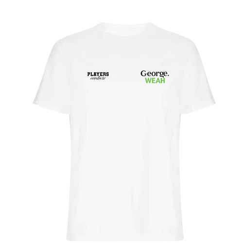 George Weah t-shirt – white men's t-shirt featuring the George Weah Players Couture logo