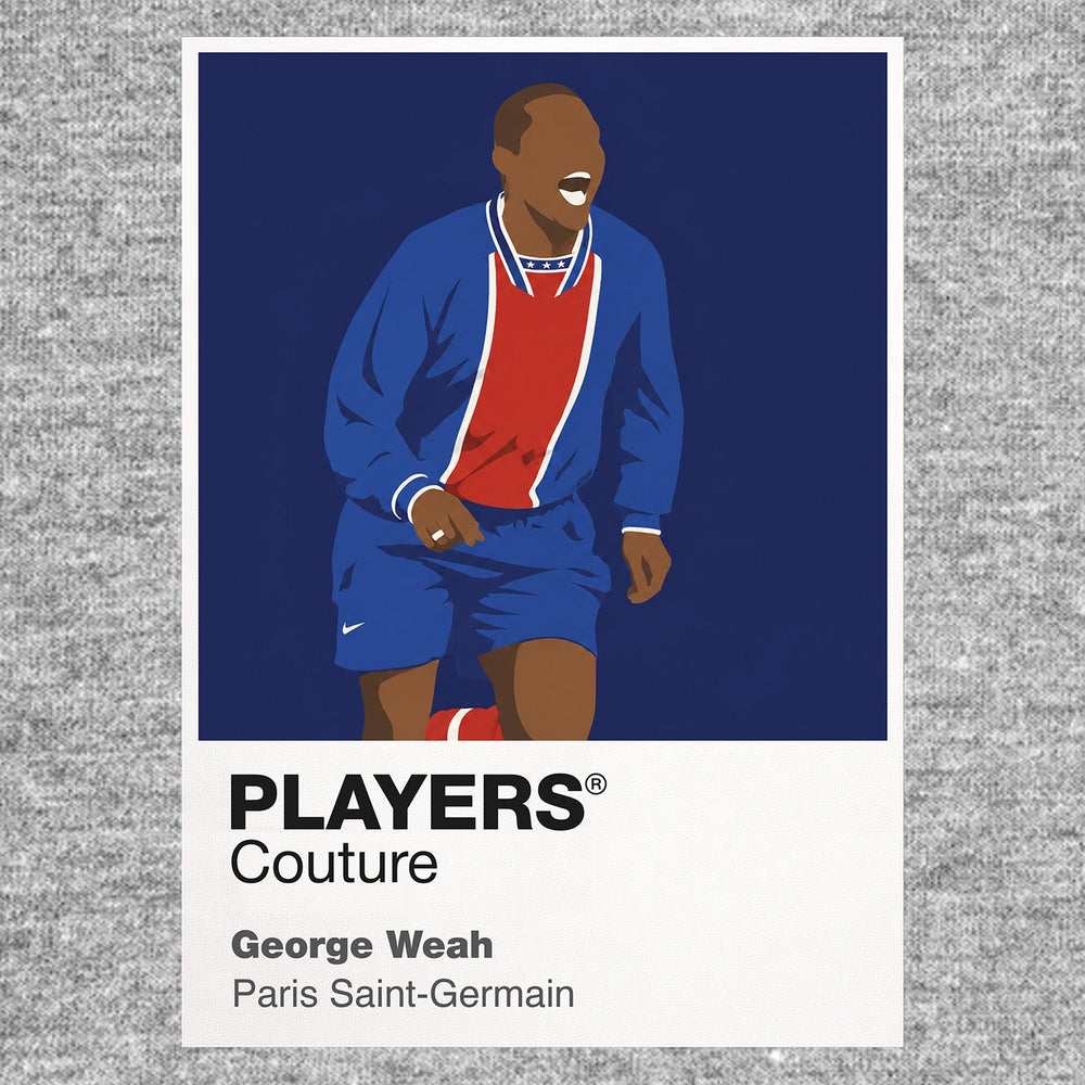 George Weah PSG Icon Frame Men's Hoodie — Gray Artwork