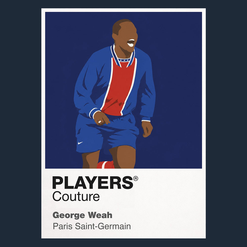 George Weah PSG Icon Frame Men's Hoodie — Navy Artwork