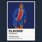 George Weah PSG Icon Frame Men's Hoodie — Navy Artwork