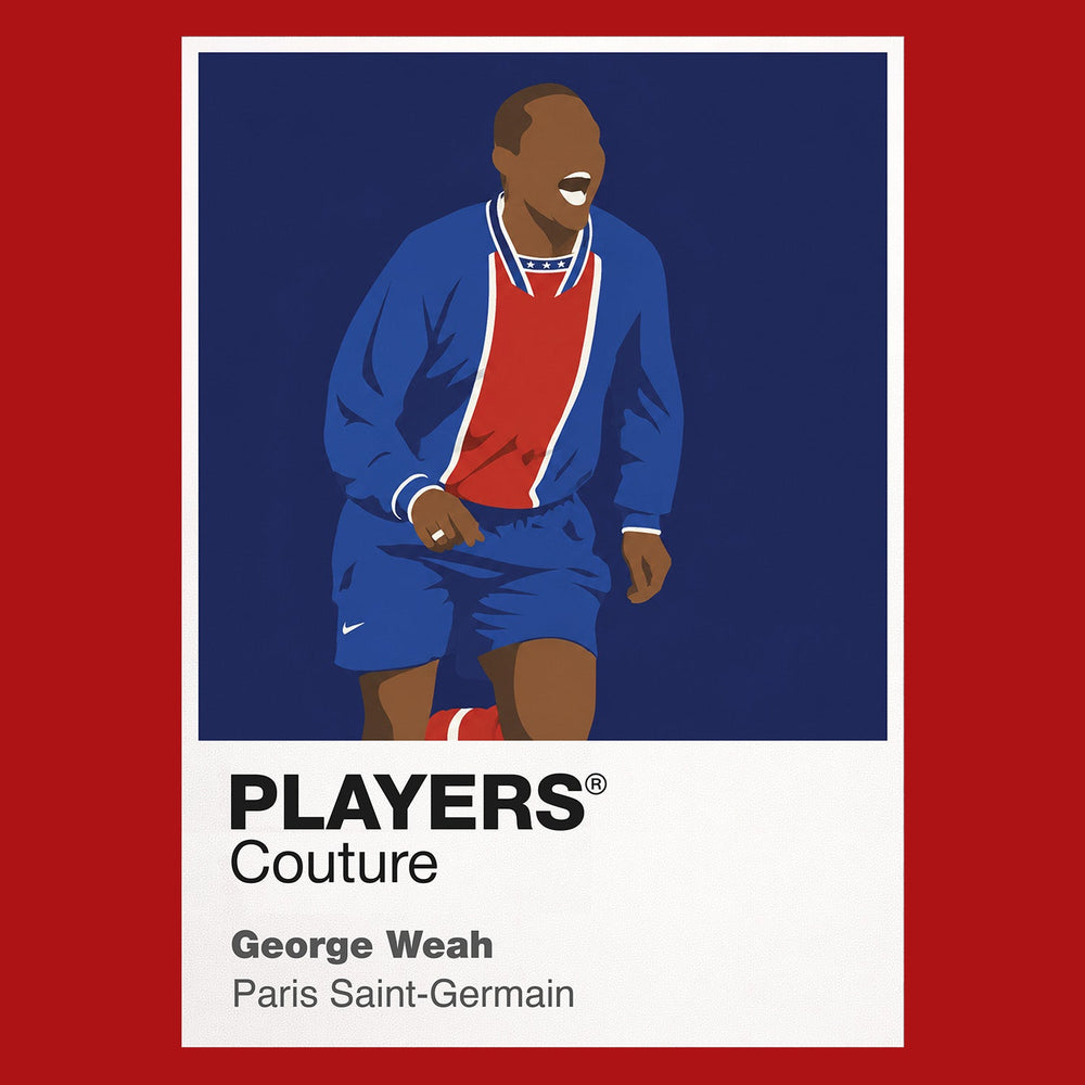 George Weah PSG Icon Frame Men's Hoodie — Red Artwork