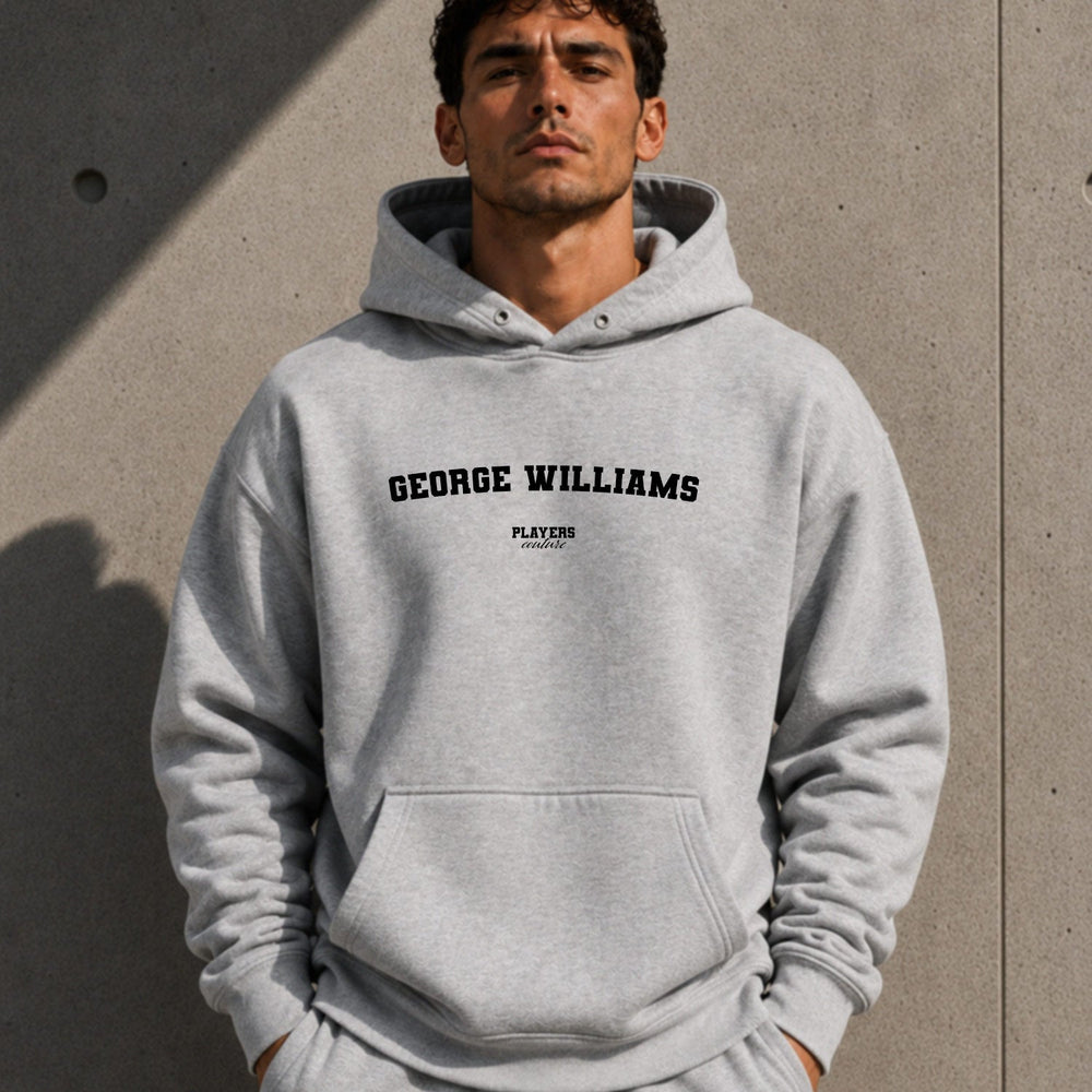 george-williams name-print hoodie - grey