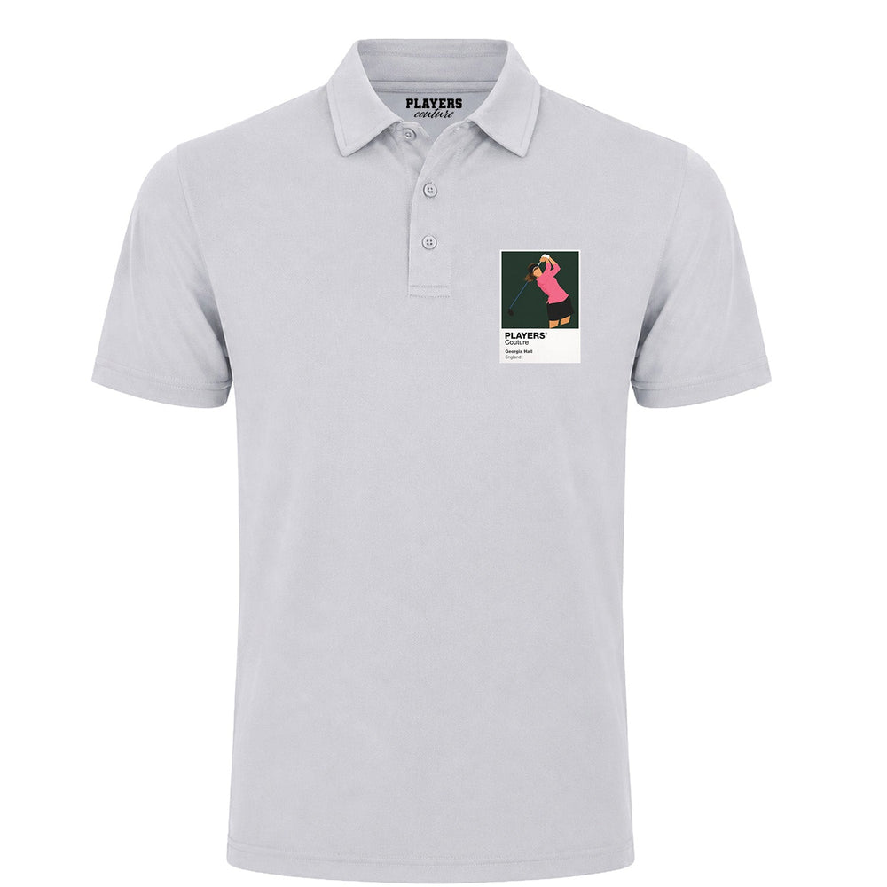 Georgia Hall Golf Icon Frame Men's Polo Shirt - Light Gray