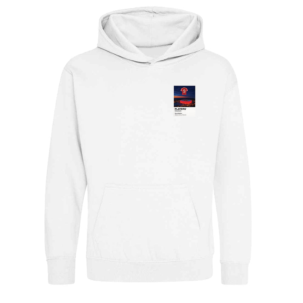 Gerd Müller Bayern Munich Icons in Lights Frame Kids Hoodie in White