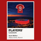Gerd Müller Bayern Munich number 9 Icons in Lights Frame artwork in red