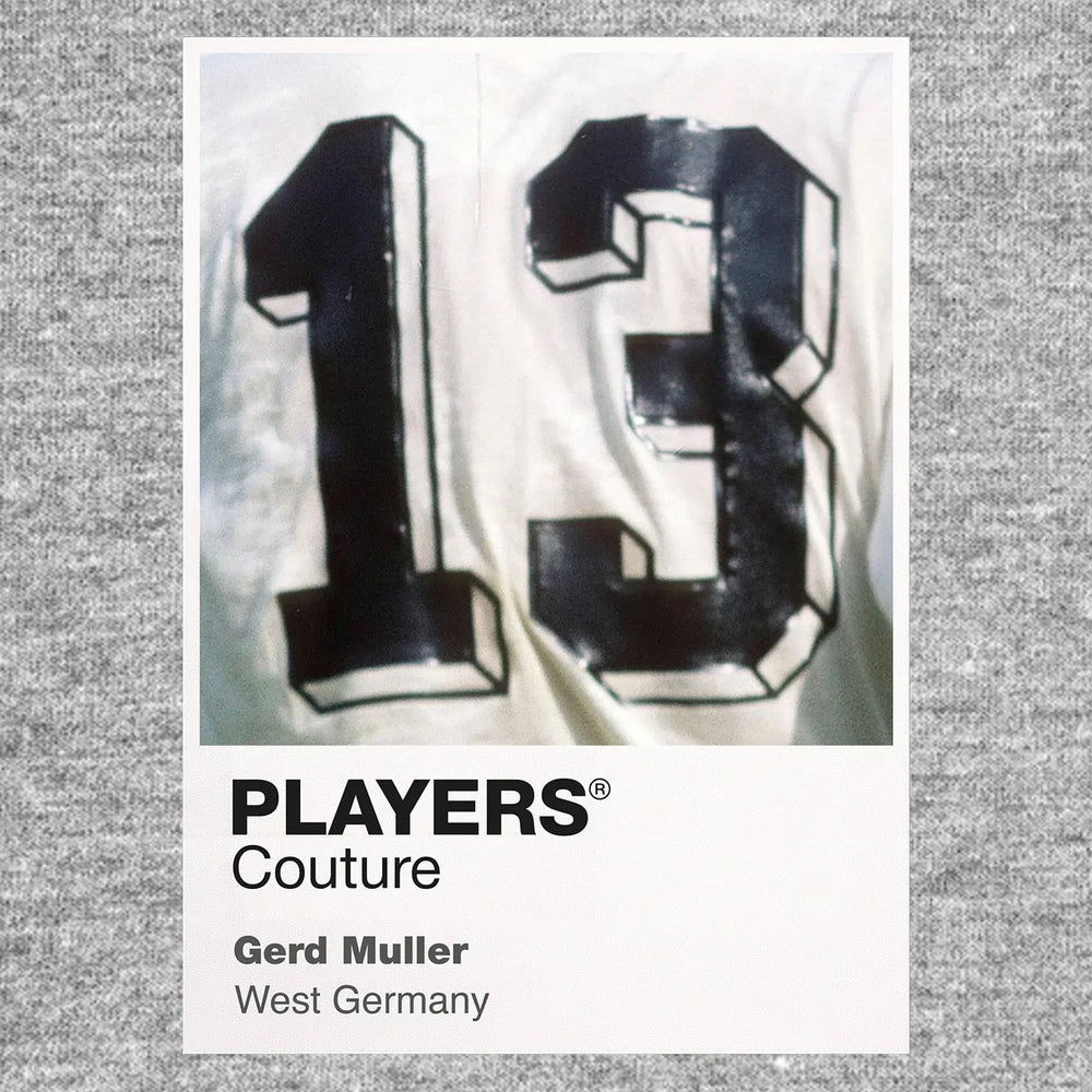 Gerd Muller 13 Football Shirt Frame Men's Hoodie – grey close-up detail shot of the Gerd Muller 13 Football Players Couture