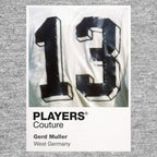 Gerd Muller 13 Football Shirt Frame Men's Hoodie – grey close-up detail shot of the Gerd Muller 13 Football Players Couture
