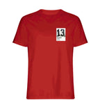 Gerd Muller 13 Football t-shirt – red men's t-shirt featuring the Gerd Muller 13 Football Players Couture logo