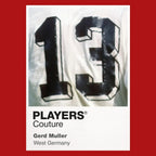 Gerd Muller 13 Football Shirt Frame Men's Hoodie – red close-up detail shot of the Gerd Muller 13 Football Players Couture