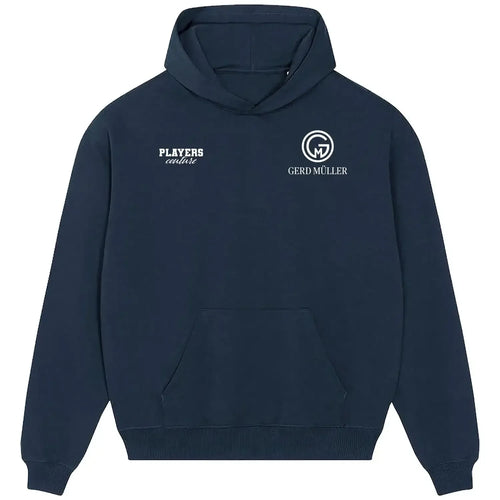 Gerd Muller hoodie – navy men's hoodie featuring the Gerd Muller Players Couture logo