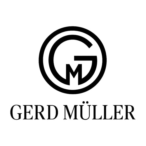 Gerd Muller Logo Men's Hoodie – white close-up detail shot of the Gerd Muller Players Couture logo design