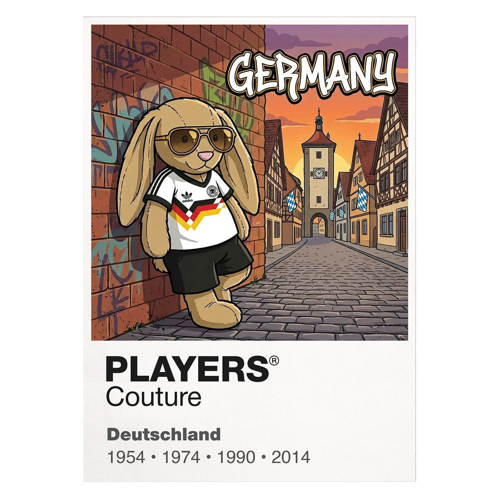 Germany Football Cool Bunny Men's T-Shirt – Germany football cool bunny framed artwork detail – Players Couture
